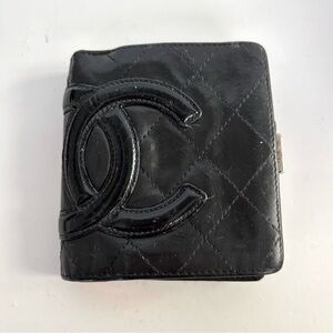 CHANEL CC Cambon Black Lambskin Leather Bifold Wallet